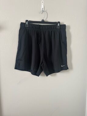 Nike Women's Black Athletic Shorts with White Swoosh